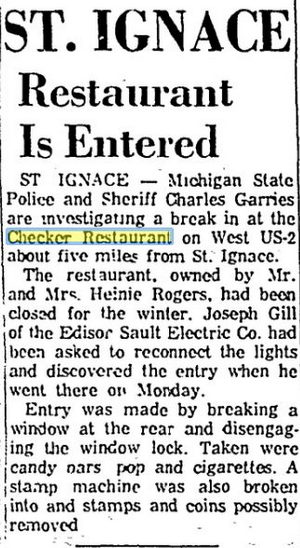 The Checker Restaurant - April 1961 Break-In